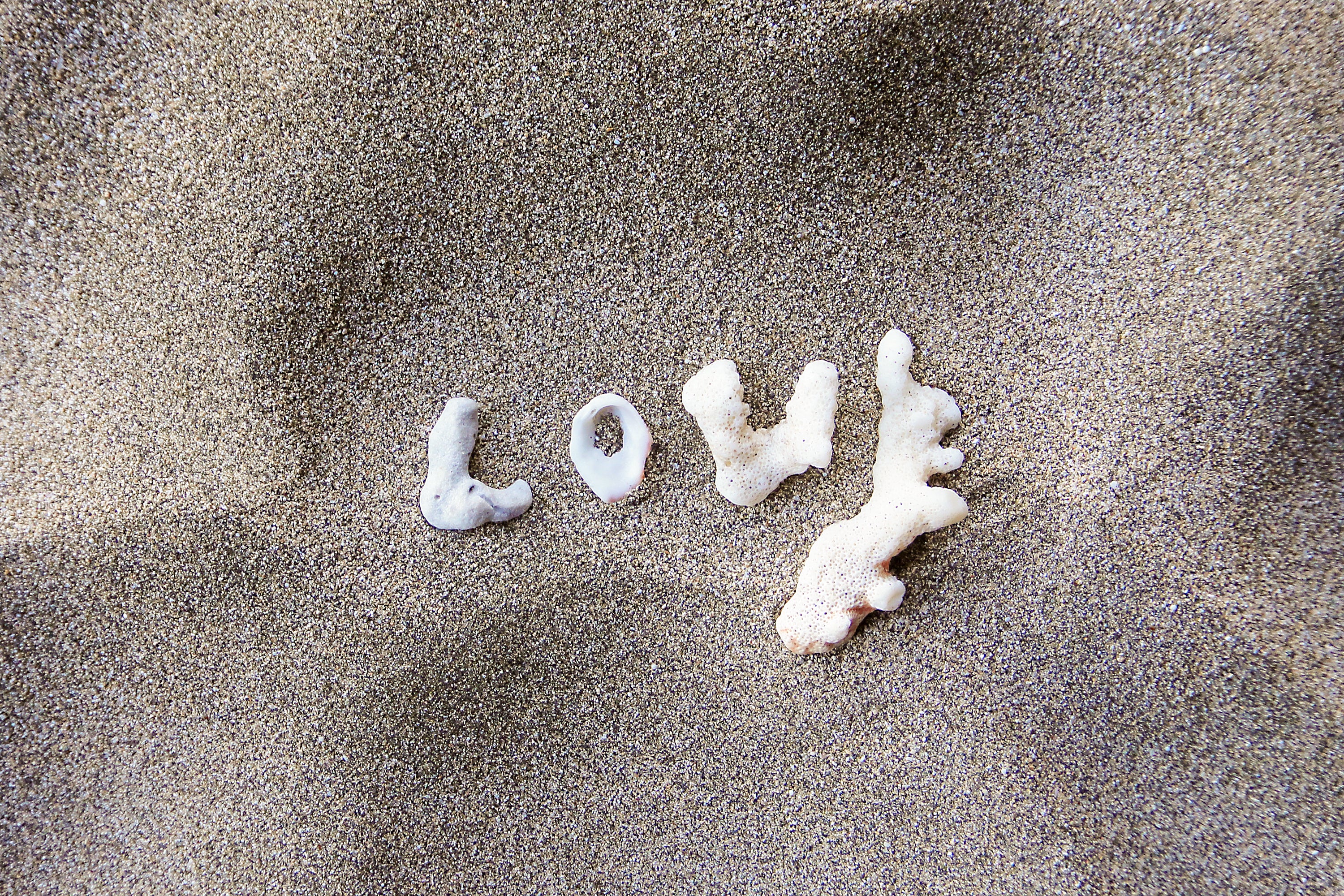 Biophilic Design Photo of Sand with seashells shapped as Love by Jaime Kowal